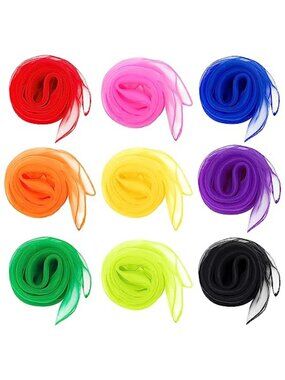 Chiffon Hair Scarves Square Neck Head Scarf Set Colorful Lightweight Wrap